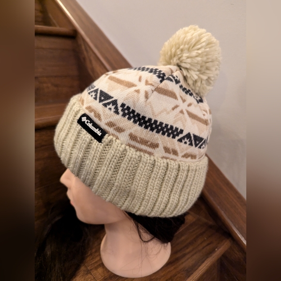Columbia Unisex Sweater Weather Palmer Peak Pom Beanie Cream & gray - Picture 4 of 12